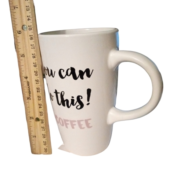 Motivational Large Mug:"You Can Do This Coffee" 6" White w. Black/Pink Lettering - Picture 6 of 8